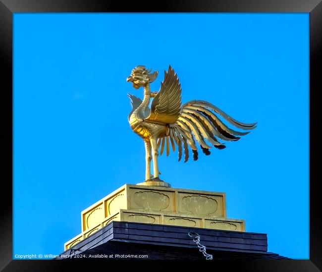 Phoenix Roof Ornament Kinkaku-Ji Golden Buddhist Temple Kyoto Ja Framed Print by William Perry