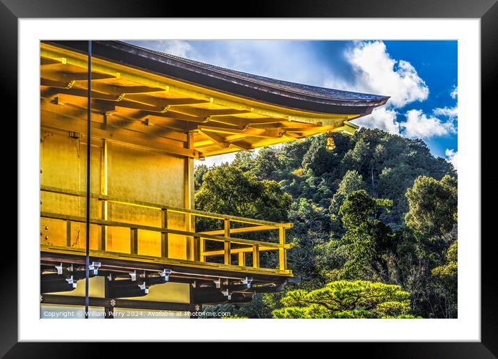 Corner Bell Kinkaku-Ji Golden Pavilion Buddhist Kyoto Japan Framed Mounted Print by William Perry