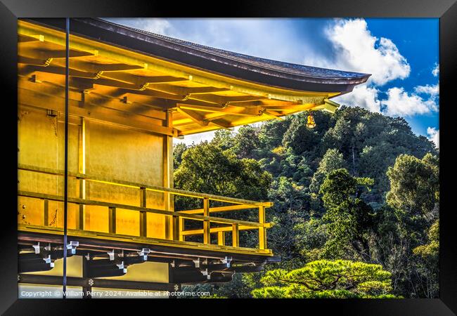 Corner Bell Kinkaku-Ji Golden Pavilion Buddhist Kyoto Japan Framed Print by William Perry