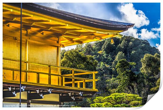 Corner Bell Kinkaku-Ji Golden Pavilion Buddhist Kyoto Japan Print by William Perry