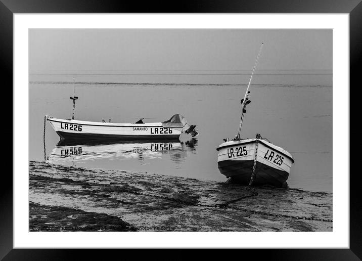 Fishing Boats Moored in Morecambe Bay (B/W) Framed Mounted Print by Keith Douglas