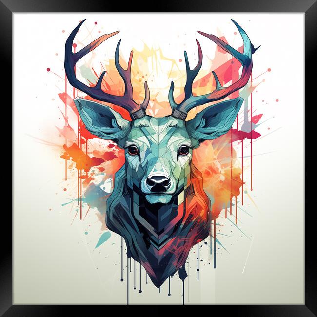 Deer Watercolour Framed Print by Bahadir Yeniceri