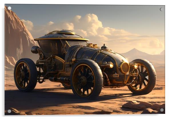 A beautiful steampunk sports car. Acrylic by Michael Piepgras