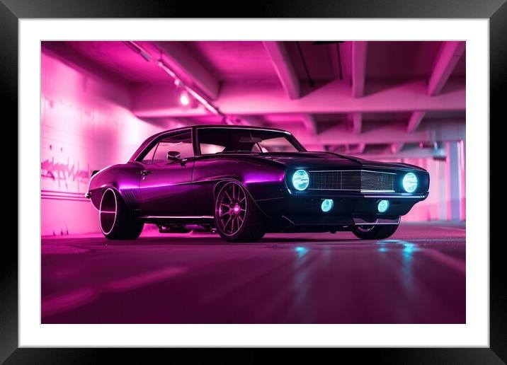 A custom tuned muscle car in a spectacular light. Framed Mounted Print by Michael Piepgras