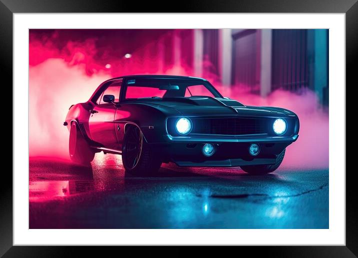 A custom tuned muscle car in a spectacular light. Framed Mounted Print by Michael Piepgras