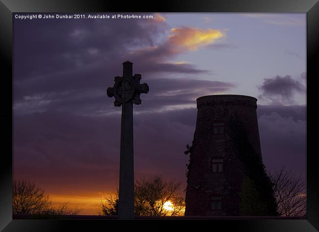 Gringley Mill Sunset Framed Print by John Dunbar