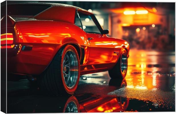 A custom tuned muscle car in a spectacular light. Canvas Print by Michael Piepgras
