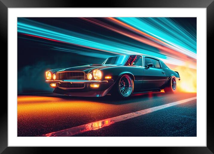 A custom tuned muscle car in a spectacular light. Framed Mounted Print by Michael Piepgras