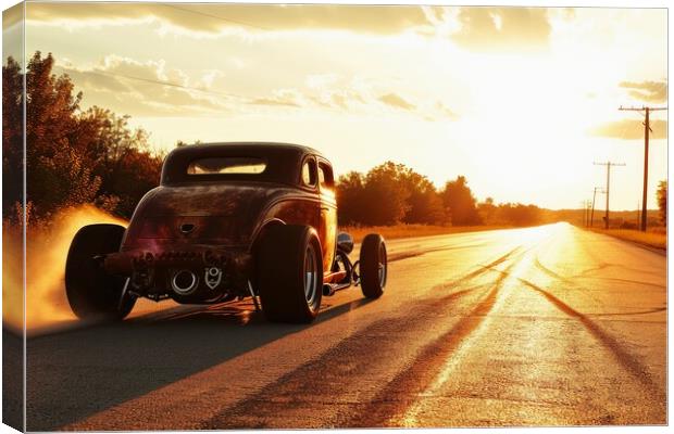 A fast hot rod car on the road. Canvas Print by Michael Piepgras