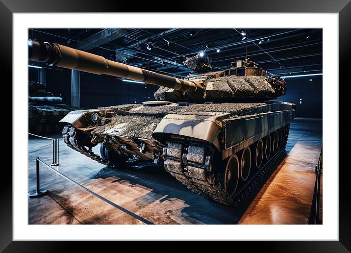 A military tank with camouflage painting. Framed Mounted Print by Michael Piepgras