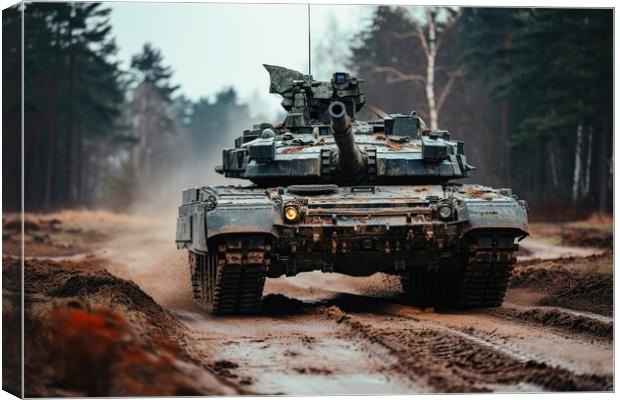 A military tank with camouflage painting. Canvas Print by Michael Piepgras