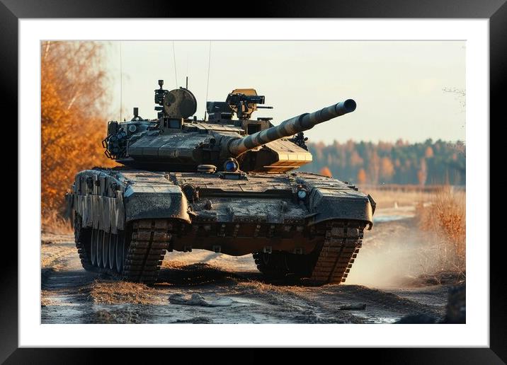 A military tank with camouflage painting. Framed Mounted Print by Michael Piepgras