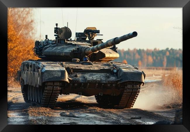 A military tank with camouflage painting. Framed Print by Michael Piepgras