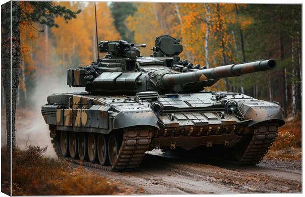A military tank with camouflage painting. Canvas Print by Michael Piepgras