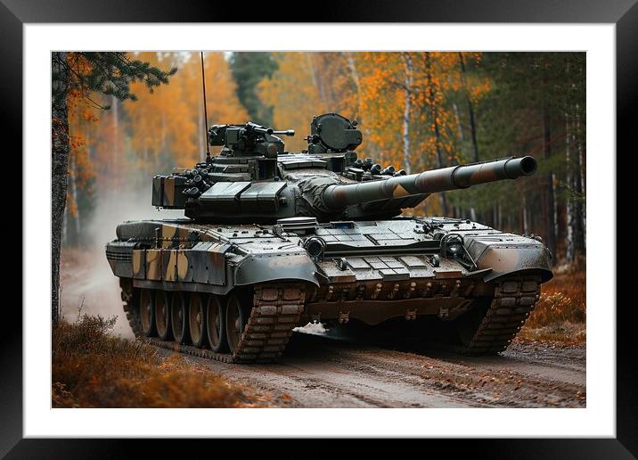 A military tank with camouflage painting. Framed Mounted Print by Michael Piepgras