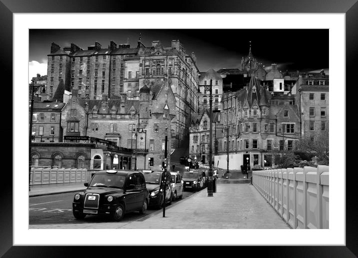 Edinburgh Old Town Cityscape BW Framed Mounted Print by Alison Chambers