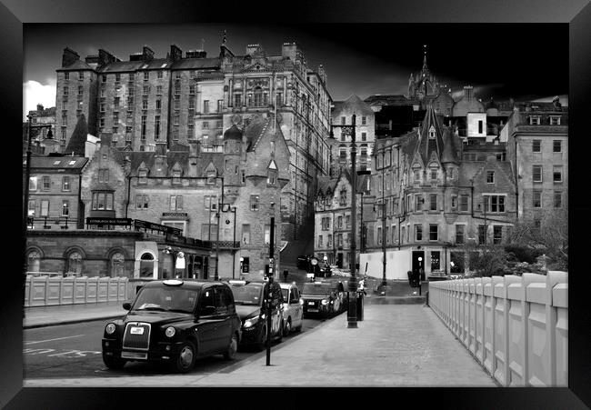 Edinburgh Old Town Cityscape BW Framed Print by Alison Chambers