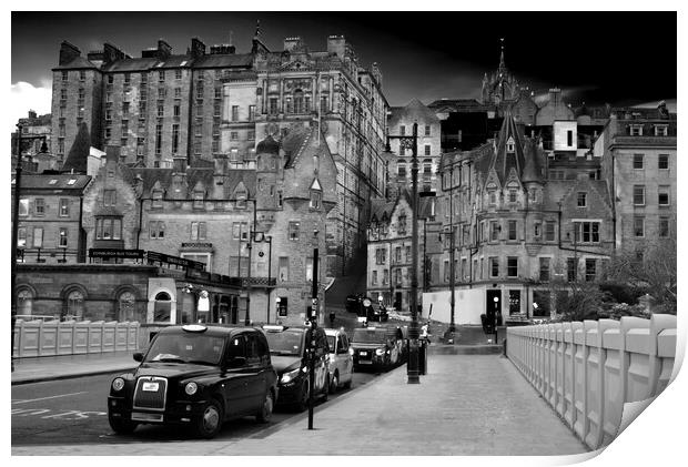Edinburgh Old Town Cityscape BW Print by Alison Chambers