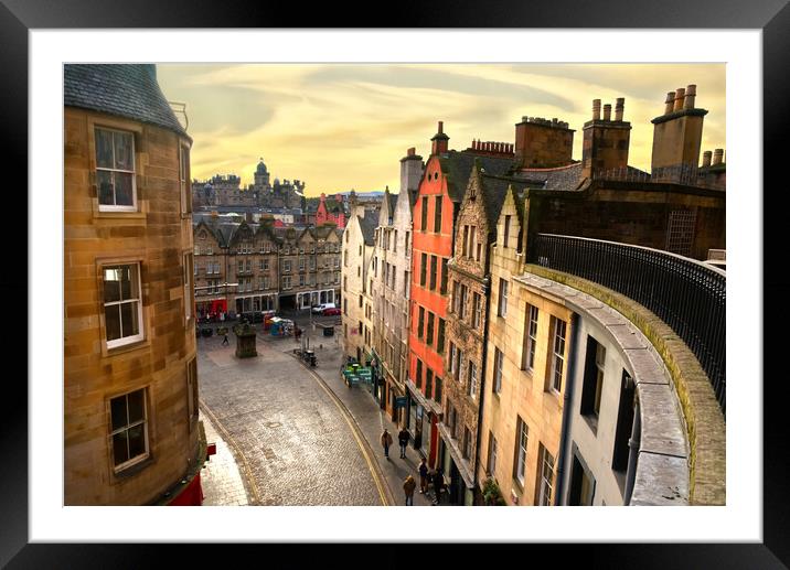 West Bow Edinburgh  Framed Mounted Print by Alison Chambers