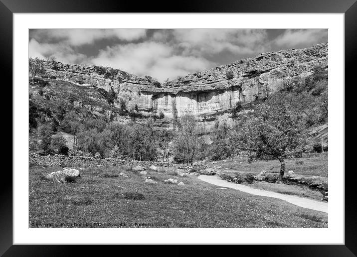 Malham Cove, Yorkshire Dales, England (Monochrome) Framed Mounted Print by Keith Douglas