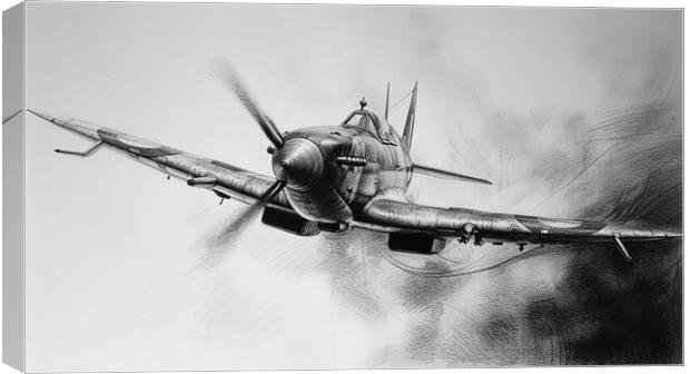 Supermarine Spitfire In Charcoal Canvas Print by Airborne Images