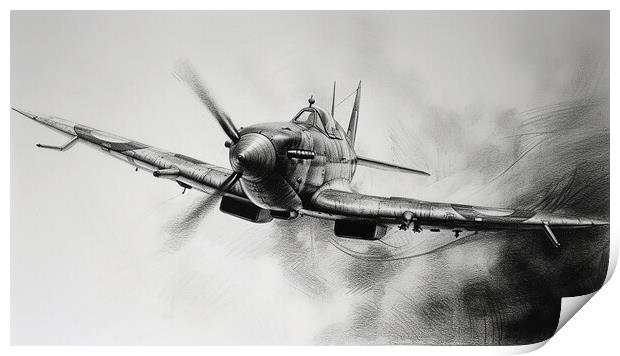 Supermarine Spitfire In Charcoal Print by Airborne Images