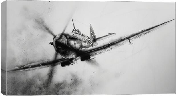 Supermarine Spitfire In Charcoal Canvas Print by Airborne Images