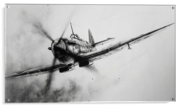 Supermarine Spitfire In Charcoal Acrylic by Airborne Images