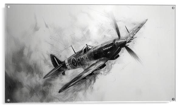 Supermarine Spitfire In Charcoal Acrylic by Airborne Images