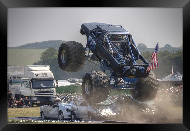 Monster Truck Madness Framed Print by Rob Hawkins