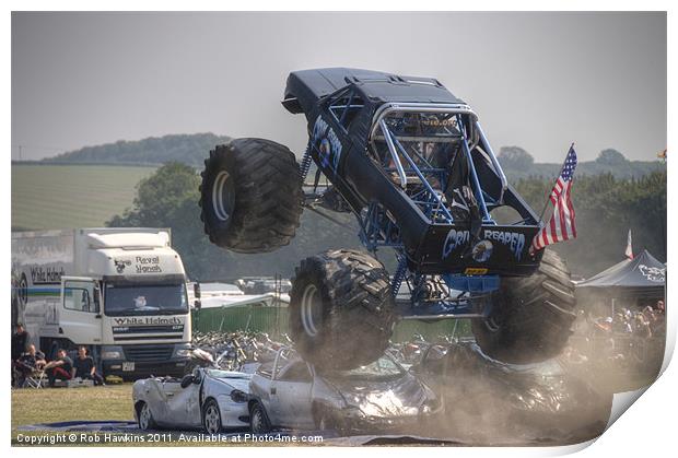 Monster Truck Madness Print by Rob Hawkins
