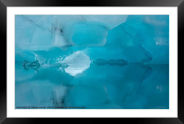Ice at the Lagoon  Framed Mounted Print by Lesley Moran