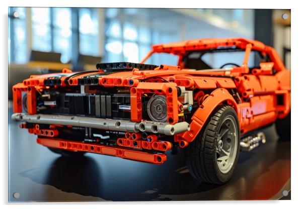 A muscle car assembled from building blocks. Acrylic by Michael Piepgras