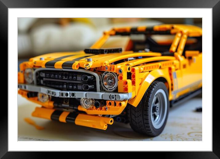 A muscle car assembled from building blocks. Framed Mounted Print by Michael Piepgras