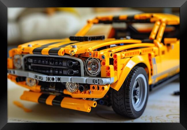 A muscle car assembled from building blocks. Framed Print by Michael Piepgras