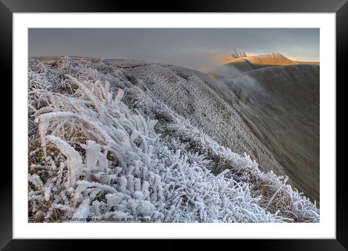 Frozen at First Light up on the Bannau Brycheiniog Framed Mounted Print by Neil Holman