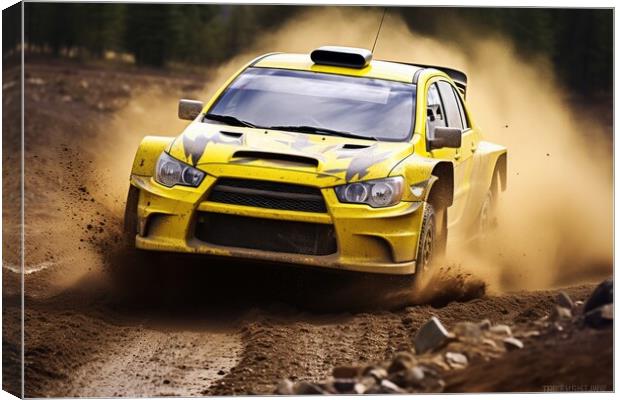 A rally car navigating a rugged off road terrain with agility an Canvas Print by Michael Piepgras