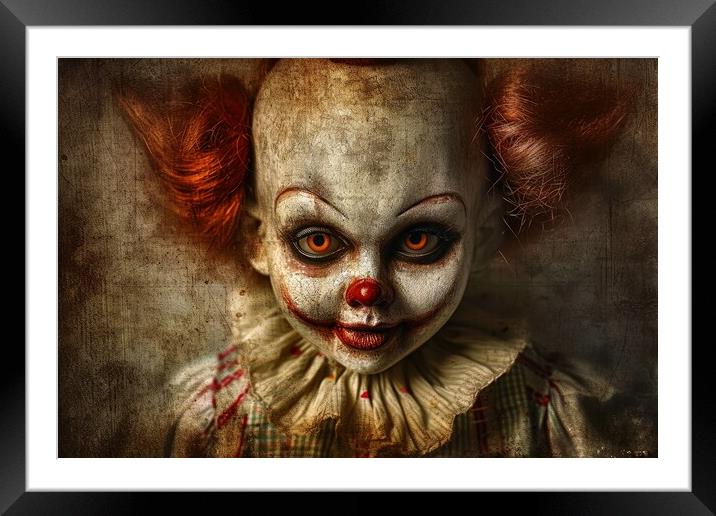An evil clown doll. Framed Mounted Print by Michael Piepgras