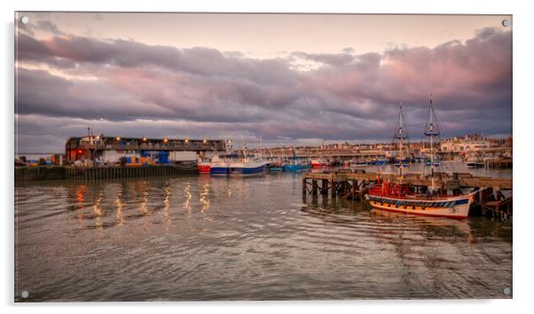 Bridlington Harbour at Dawn Acrylic by Tim Hill