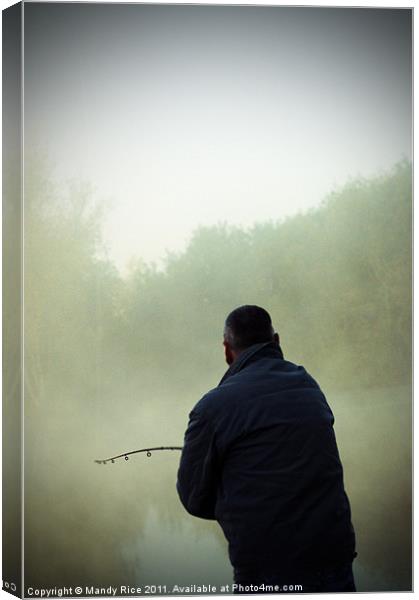 Fishing in the mist Canvas Print by Mandy Rice