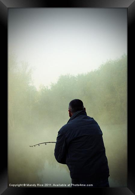 Fishing in the mist Framed Print by Mandy Rice