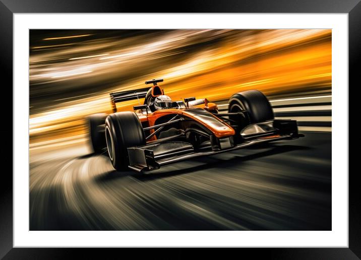 A red hot racing car burning rubber on the asphalt dominating th Framed Mounted Print by Michael Piepgras