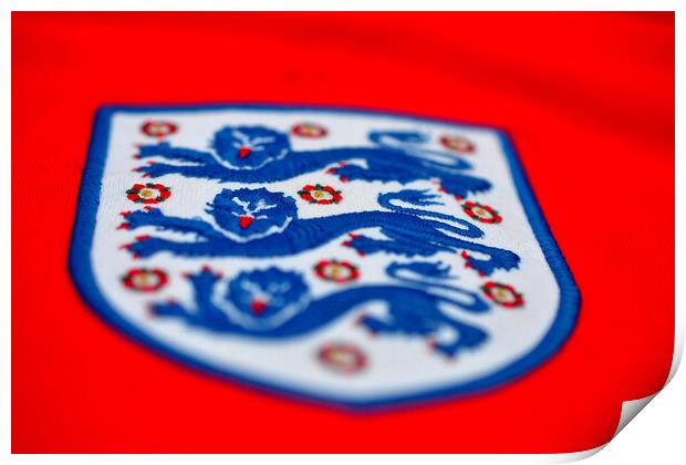 England Three Lions red football shirt badge Print by Andy Evans Photos
