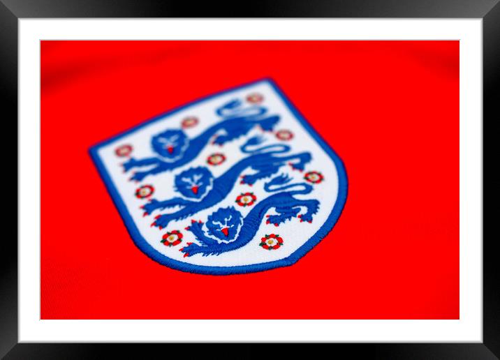 England Three Lions red football shirt badge Framed Mounted Print by Andy Evans Photos