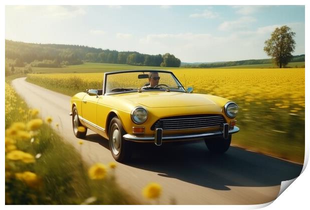A summer day in a beautiful convertible on a winding road. Print by Michael Piepgras