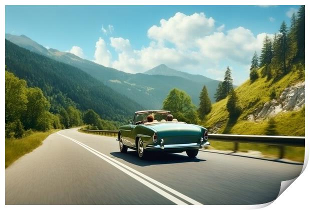 A summer day in a beautiful convertible on a winding road. Print by Michael Piepgras