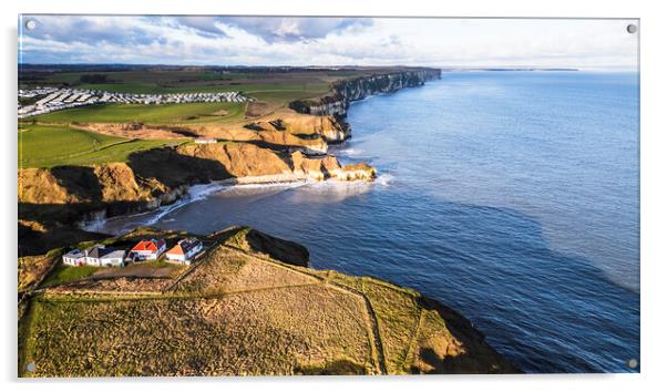 Thornwick Bay to Filey Brigg Acrylic by Tim Hill