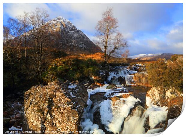 Buachaille Etive Mor in winter, Rannoch Moor, Highland, Scotland, UK Print by Geraint Tellem ARPS