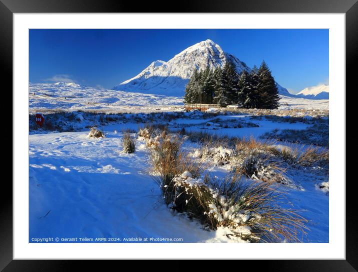 Buachaille Etive Mor in winter, Rannoch Moor, Highland, Scotland, UK Framed Mounted Print by Geraint Tellem ARPS
