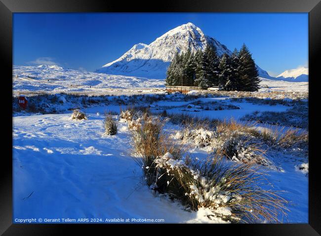 Buachaille Etive Mor in winter, Rannoch Moor, Highland, Scotland, UK Framed Print by Geraint Tellem ARPS